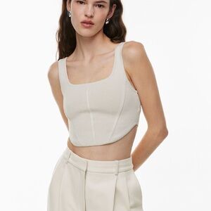Aritzia babaton matte pearl sculpted Women's Cream Top small new with tags